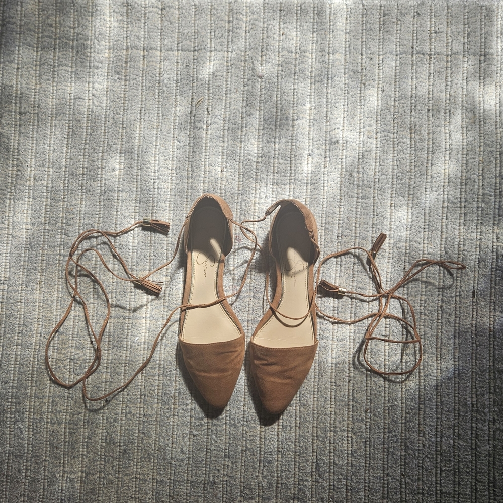Jessica Simpson Brown Lace-Up Flats